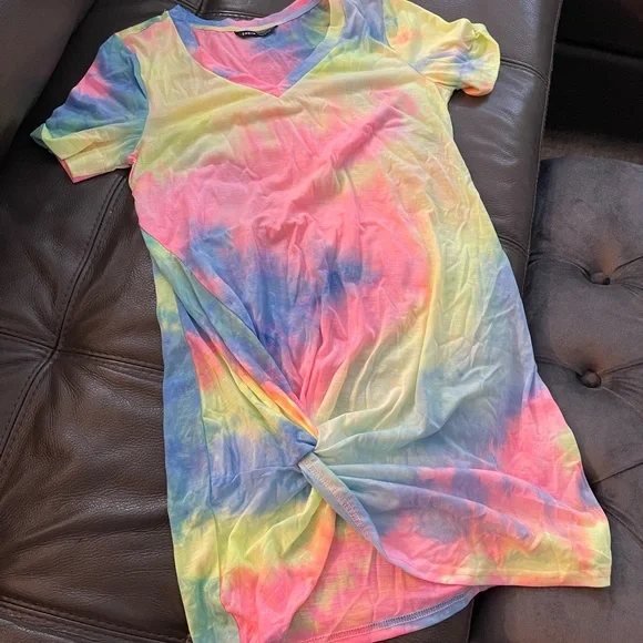 rainbow tie dye t shirt dress Girls Tie Dye T-Shirt Dress - Stylish and Comfortable XL